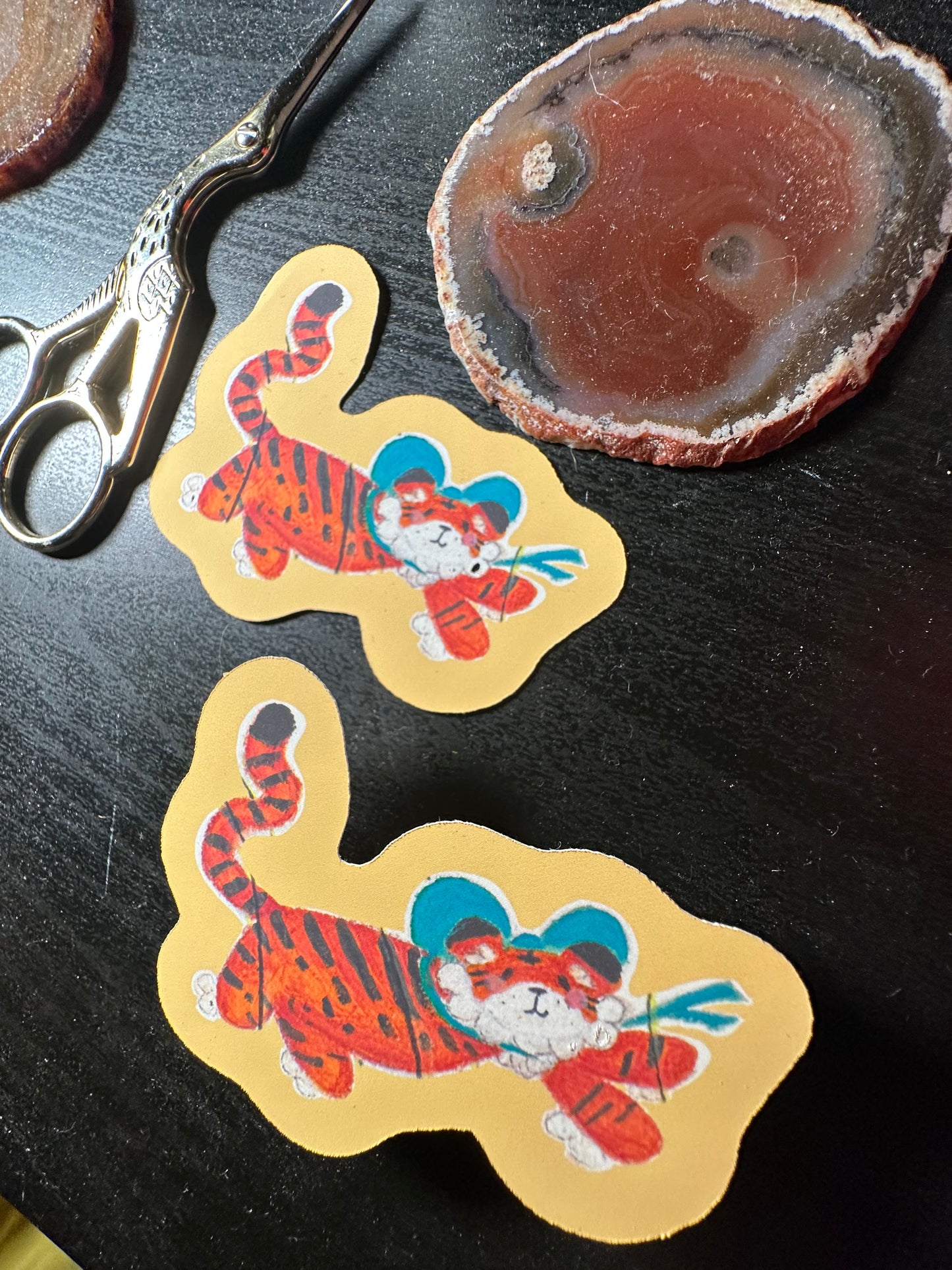 Tiger With A Bow Sticker