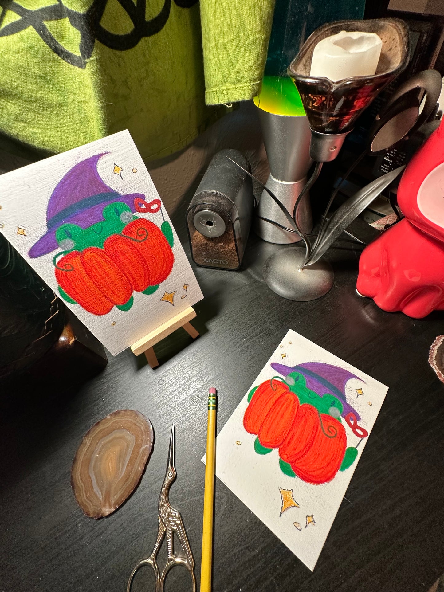 Froggy Pumpkin Witch Print