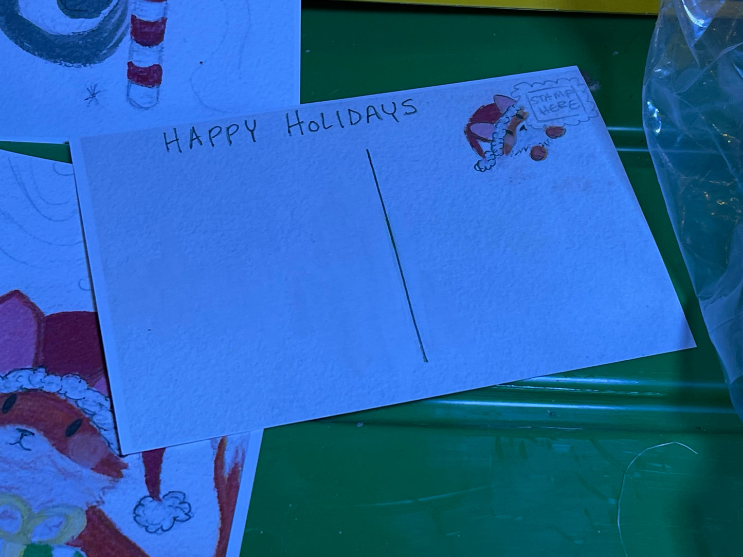 Kevin Nibbling Candy Cane Postcard