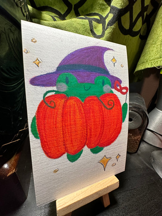 Froggy Pumpkin Witch Print