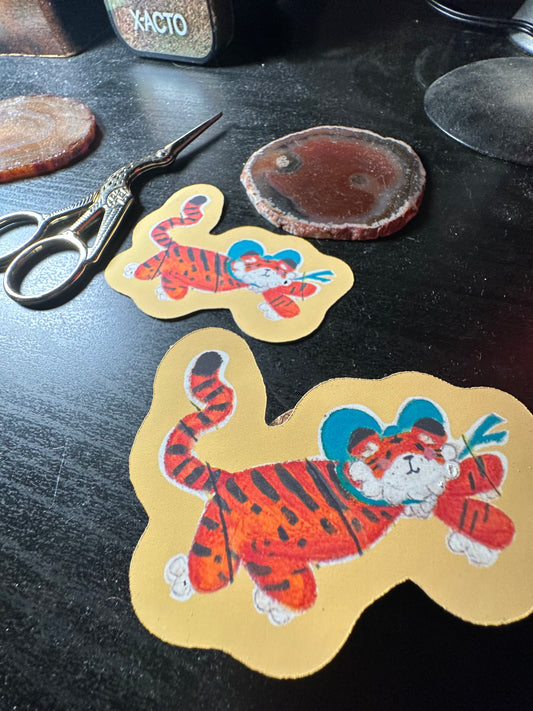 Tiger With A Bow Sticker